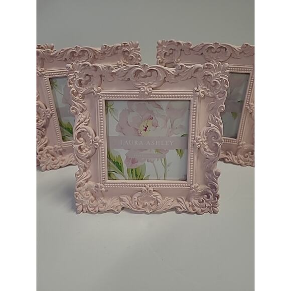 Laura Ashley Pink Ornate Picture Frame Set 4x4 Rocco Style Resin Baby Wedding - Picture 3 of 9